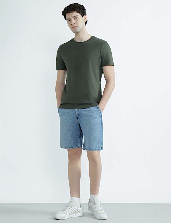 T-shirt coupe standard 100 % coton &agrave; encolure ronde