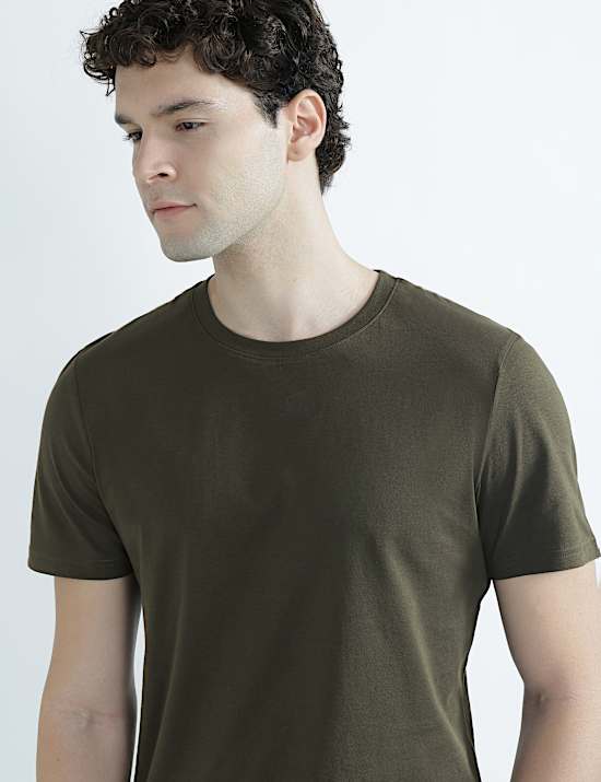 Regular Fit Pure Cotton Crew Neck T-Shirt