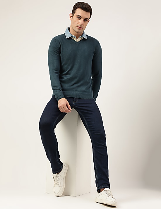 Pure Acrylic Plain V-Neck Jumper