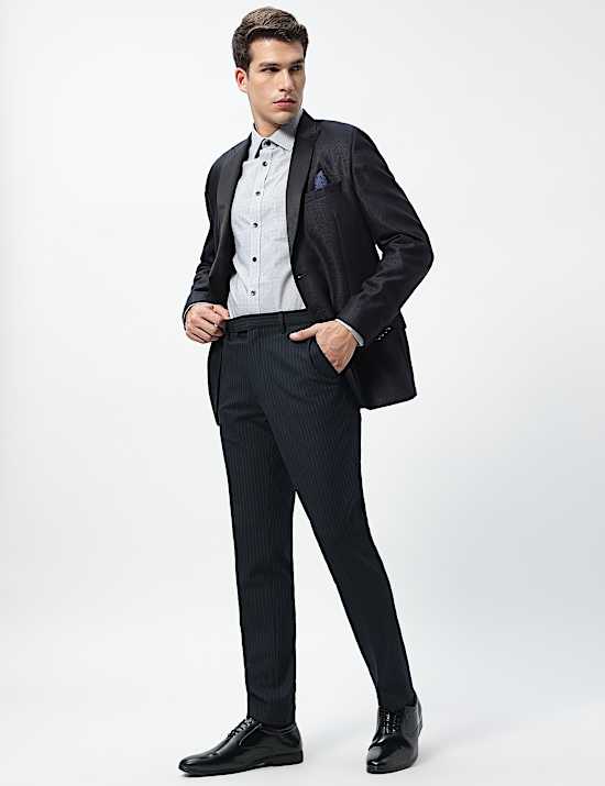 Slim Fit Stripes Mid Rise Trousers