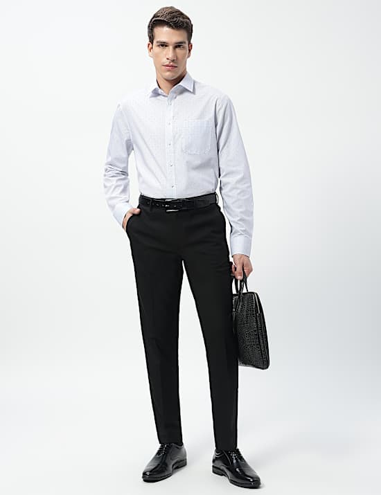 Slim Fit Mid Rise Flat Front Trousers