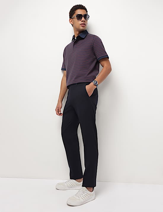 Mid Waist Checks Slim Fit Trousers