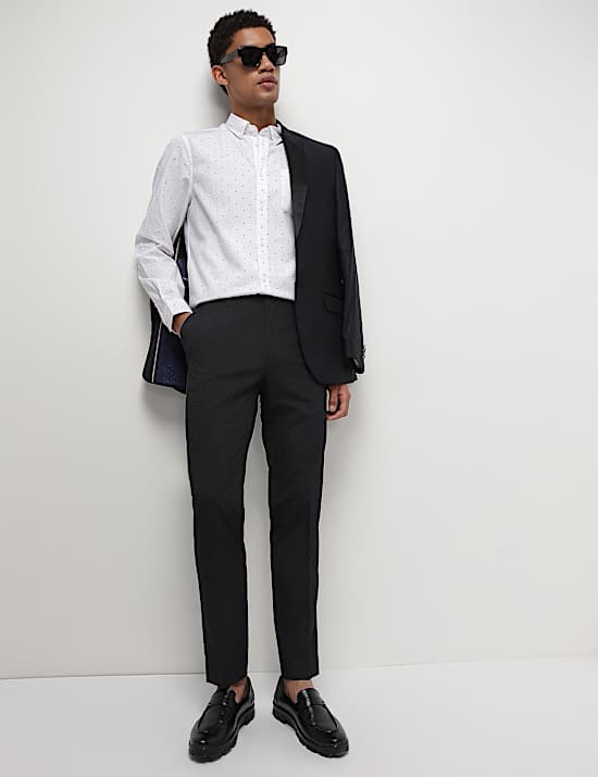 Mid Waist Checks Slim Fit Trousers
