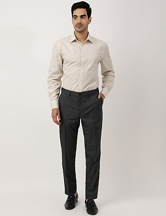 Crease Resistant With Active Waist Slim Fit Trousers
