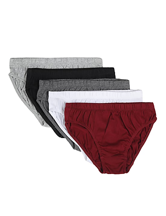 5 Pack Pure Cotton Plain Regular Fit Briefs