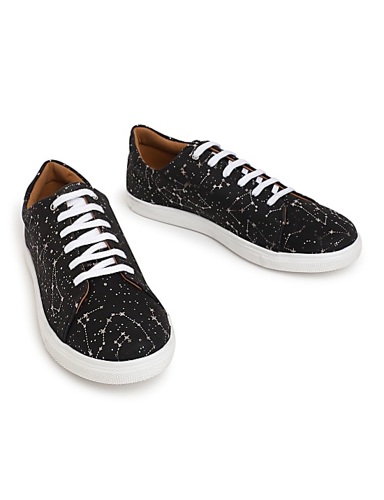 Pure Leather Lace Up Printed Sneakers