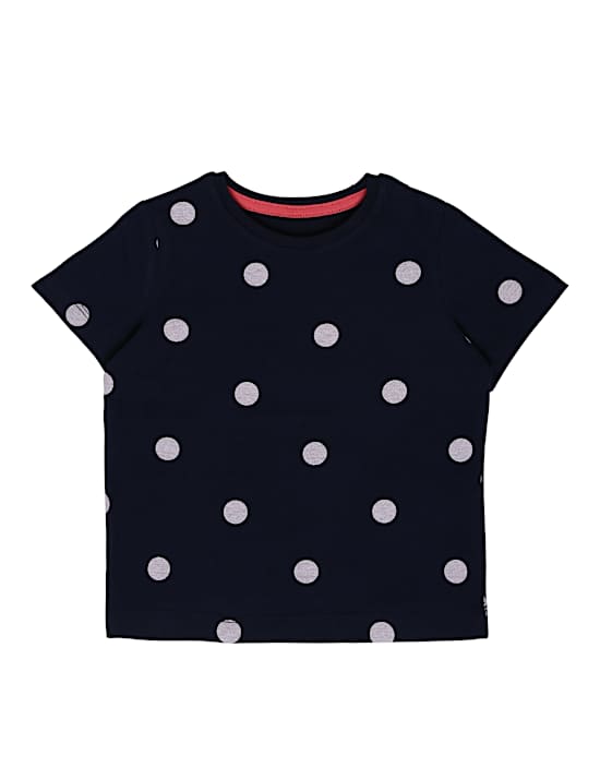 Kaus Oblong Leher Bundar Campuran Katun Bermotif