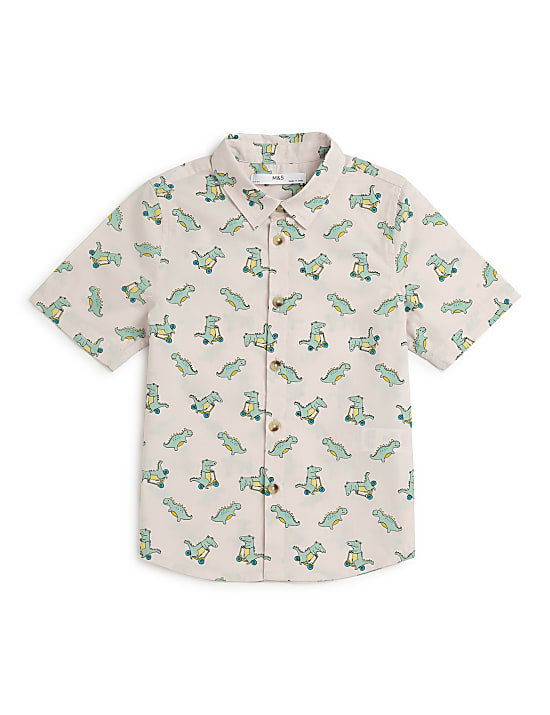 Pure Cotton Printed Spread Collar Shirt