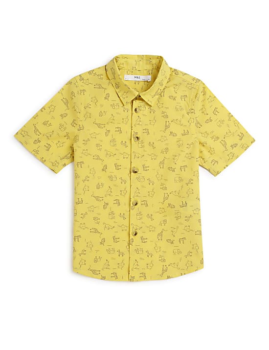 Pure Cotton Printed Spread Collar Shirt