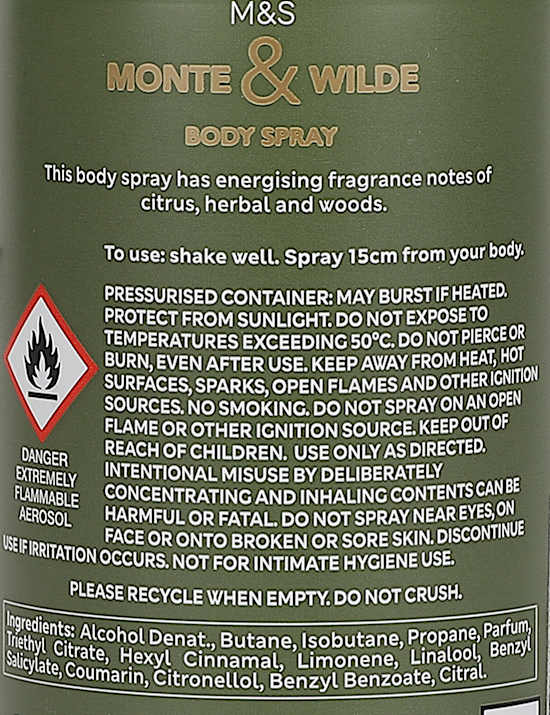 M and W Body Spray Berg and Cedar