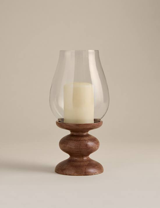 Bobbin Wooden Hurricane Candle Holder