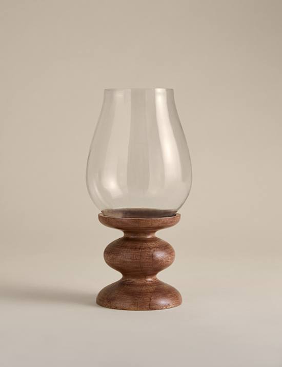 Bobbin Wooden Hurricane Candle Holder