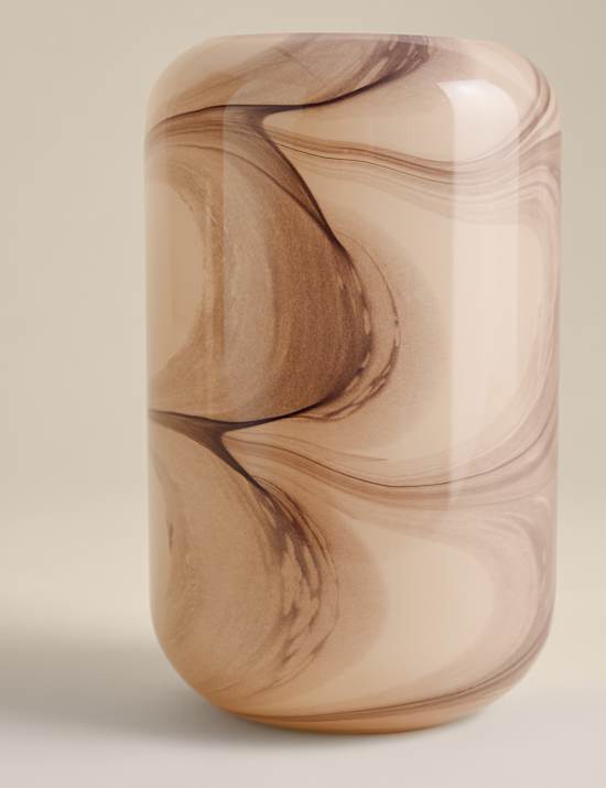 Marble Effect Glass Cylinder Vase