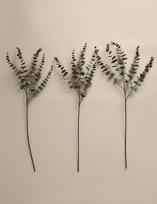 Set van 3 stelen gewaxte kunsteucalyptus