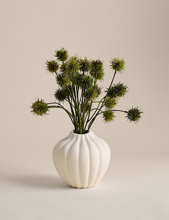 Artificial Pom Pom Arrangement in Ceramic Pot