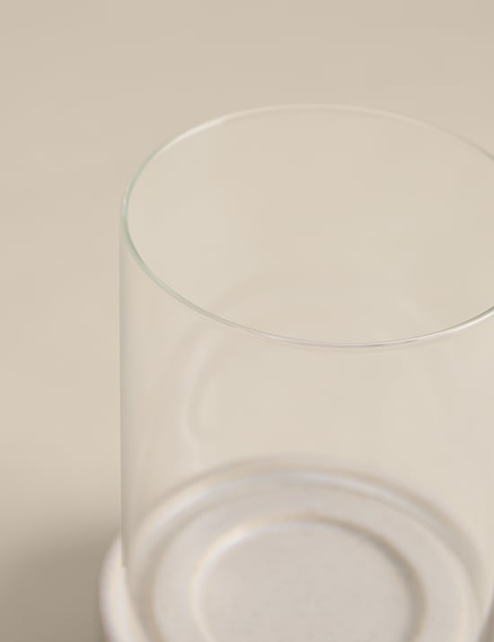 Ribbed Base Ceramic Hurricane Candle Holder