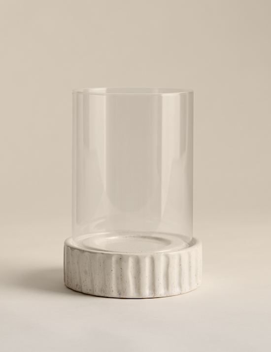 Ribbed Base Ceramic Hurricane Candle Holder