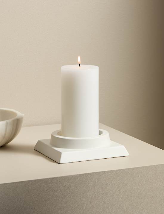 Block Ceramic Pillar Candle Holder