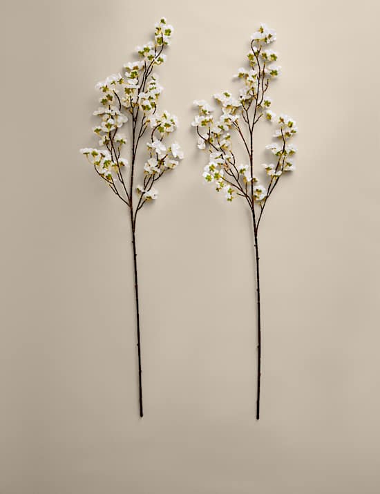 Set of 2 Artificial Cherry Blossom Single Stems