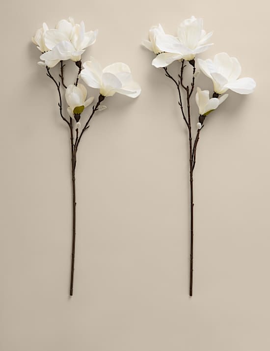 Set of 2 Artificial Magnolia Single Stems