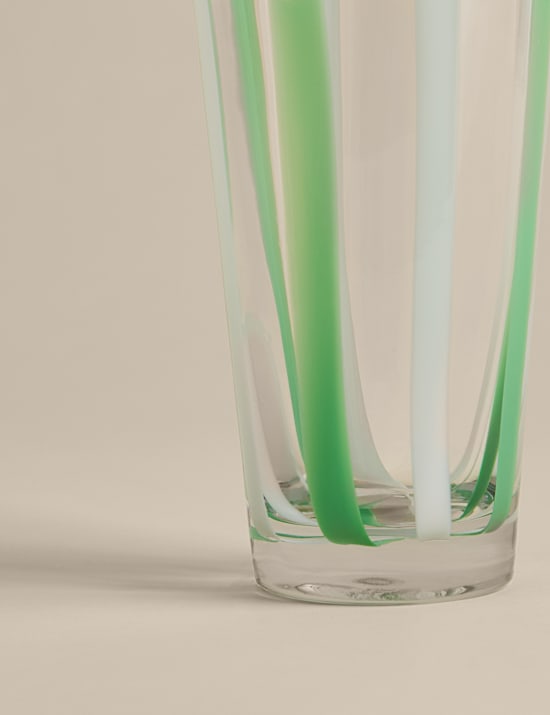 Vase en verre style mouchoir &agrave; rayures