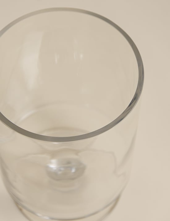 Glass Footed Small Hurricane Candle Holder