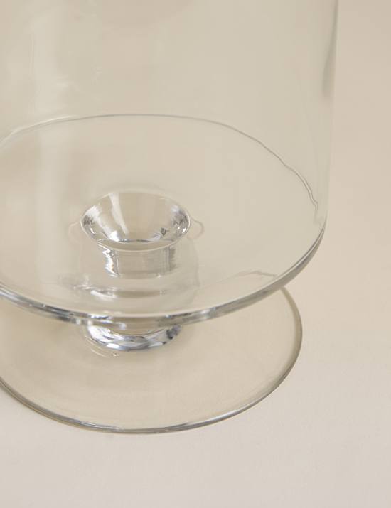 Glass Footed Small Hurricane Candle Holder