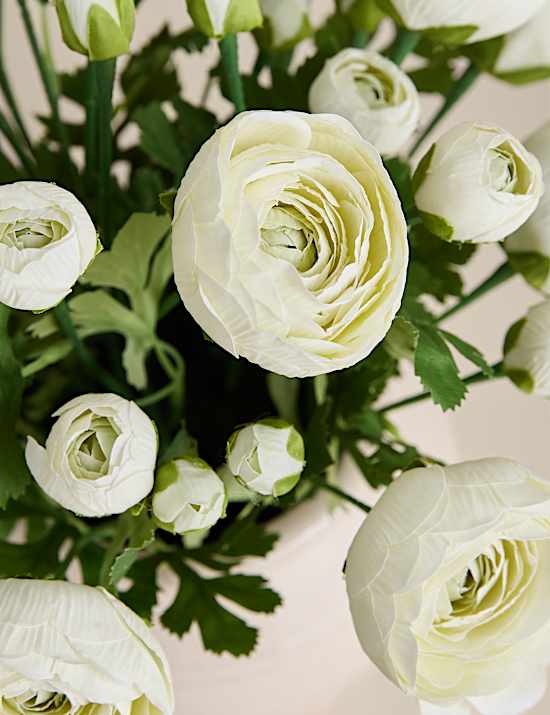 Artificial Ranunculus Arrangement in Ceramic Pot