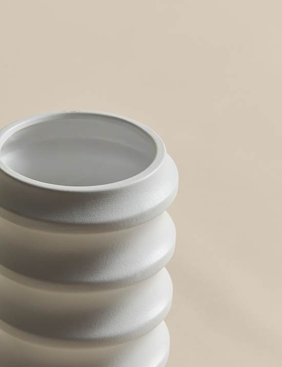 Tall Ribbed Ceramic Vase