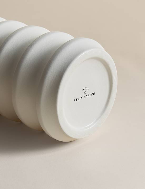 Tall Ribbed Ceramic Vase