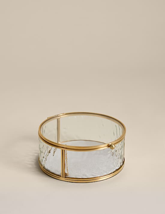 Small Round Mottled Glass Box