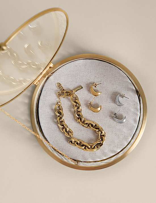 Small Round Mottled Glass Box