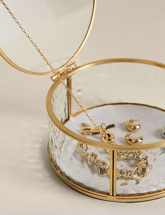 Small Round Mottled Glass Box