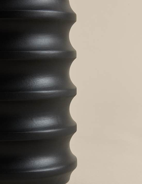 Short Ribbed Ceramic Vase