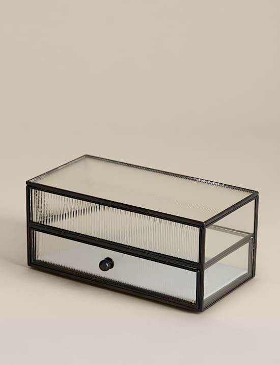 Ribbed Glass Drawer Trinket Box