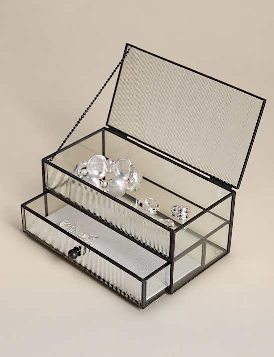 Ribbed Glass Drawer Trinket Box