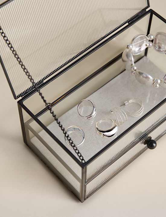 Ribbed Glass Drawer Trinket Box