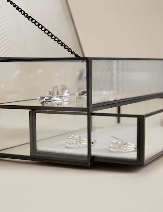 Ribbed Glass Drawer Trinket Box