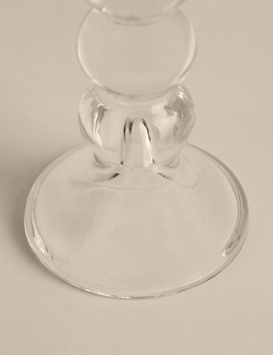 Hoge tafelkandelaar van gebobbeld glas