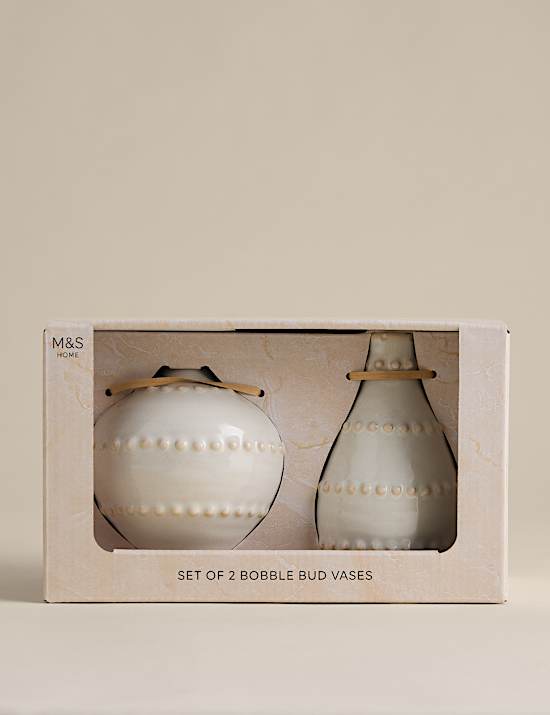 Set of 2 Bobble Bud Ceramic Vases