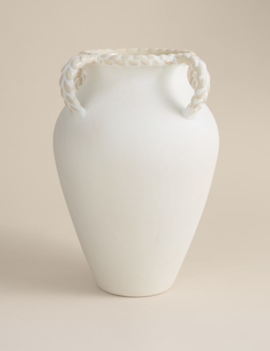 Large Twist Handle Ceramic Vase