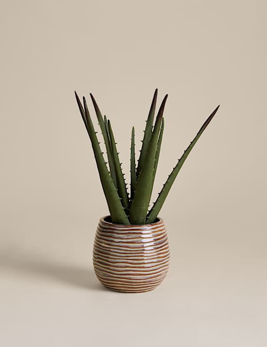Artificial Aloe Vera in Ceramic Pot