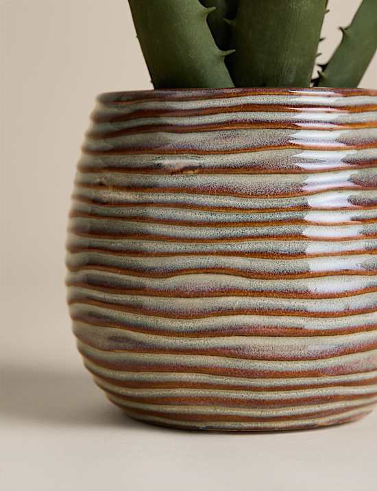 Artificial Aloe Vera in Ceramic Pot