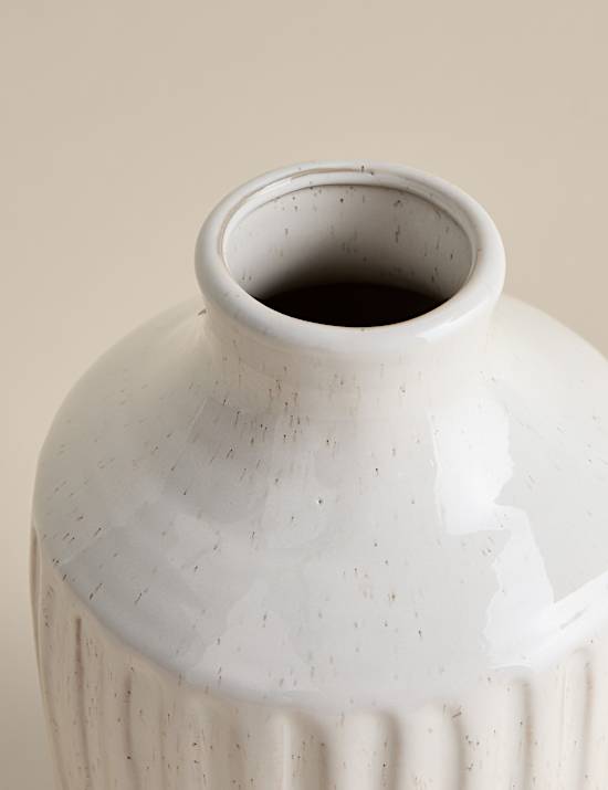 Tall Ridged Ceramic Vase
