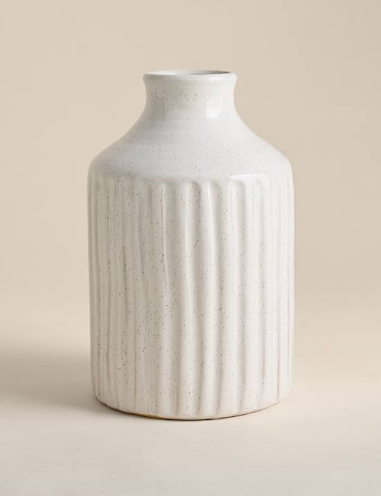 Tall Ridged Ceramic Vase