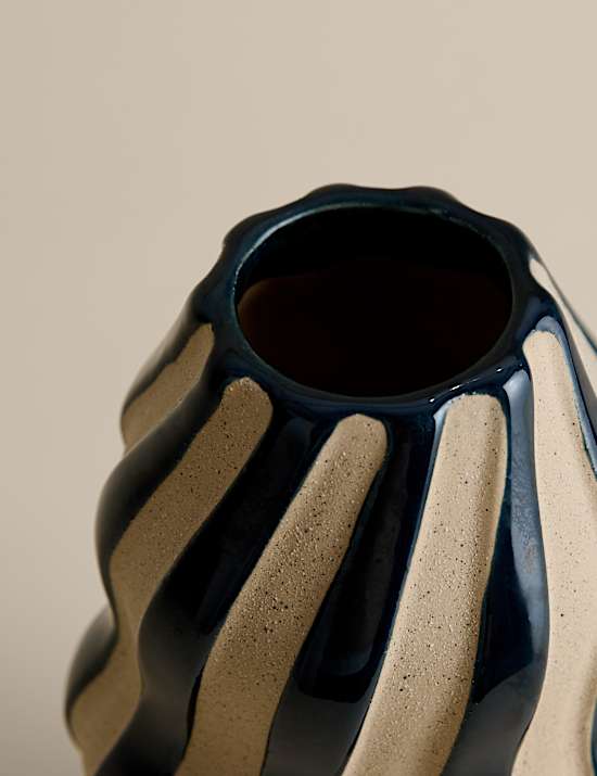 Large Striped Ceramic Vase