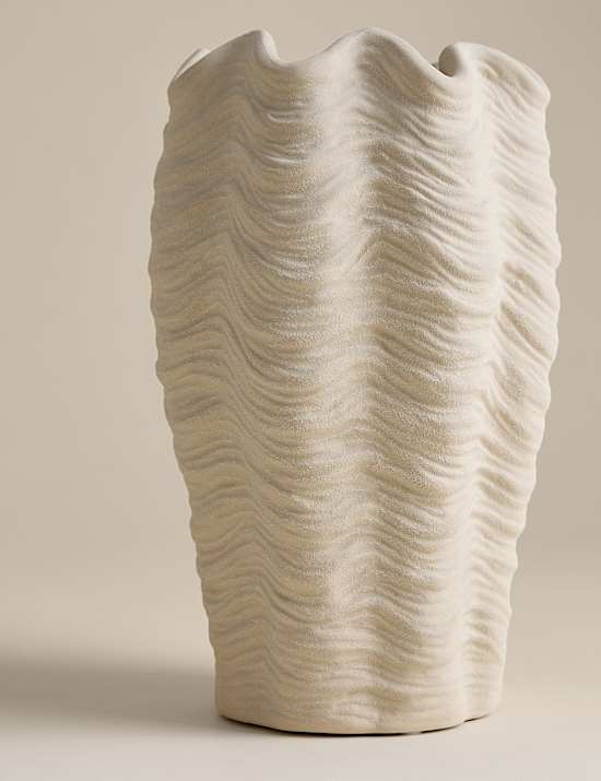 Coastal Shell Textured Ceramic Vase