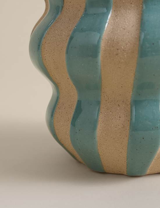 Medium Striped Ceramic Vase