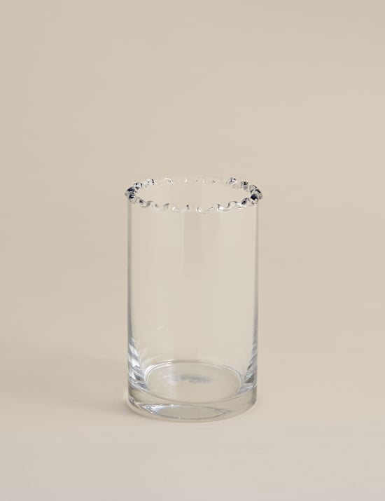 Small Cylinder Frill Top Glass Vase