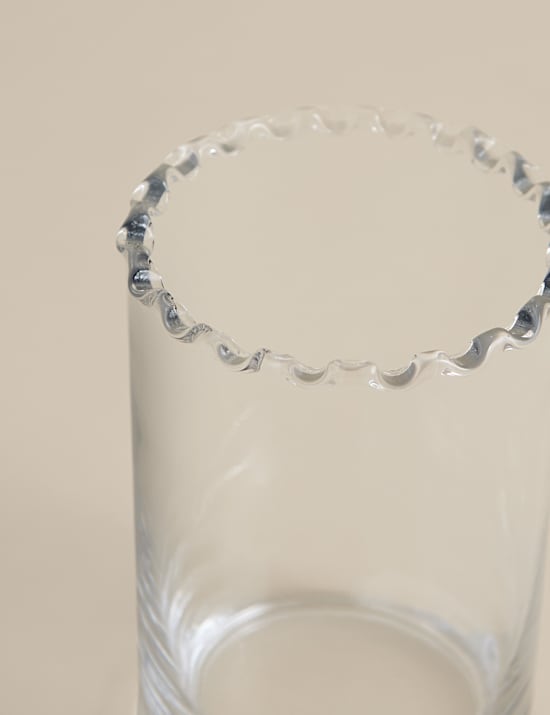 Small Cylinder Frill Top Glass Vase